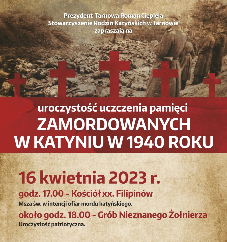 Plakat uroczystości uczczenia pamięci zamordowanych w Katyniu